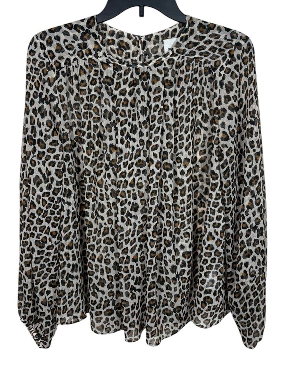 Maeve Sheer Leopard Print Pullover Blouse Size Small NO LINING Flowy‎